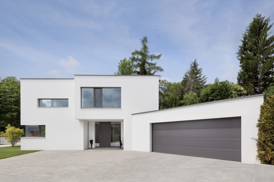 modernes haus eingang garage einfahrt 