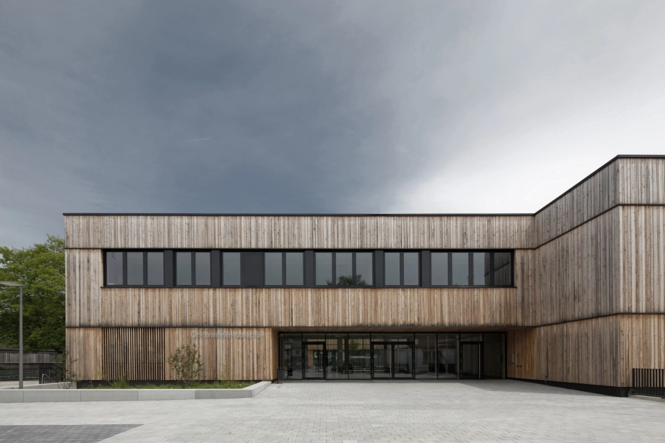 schoolyard modern planted campus building
