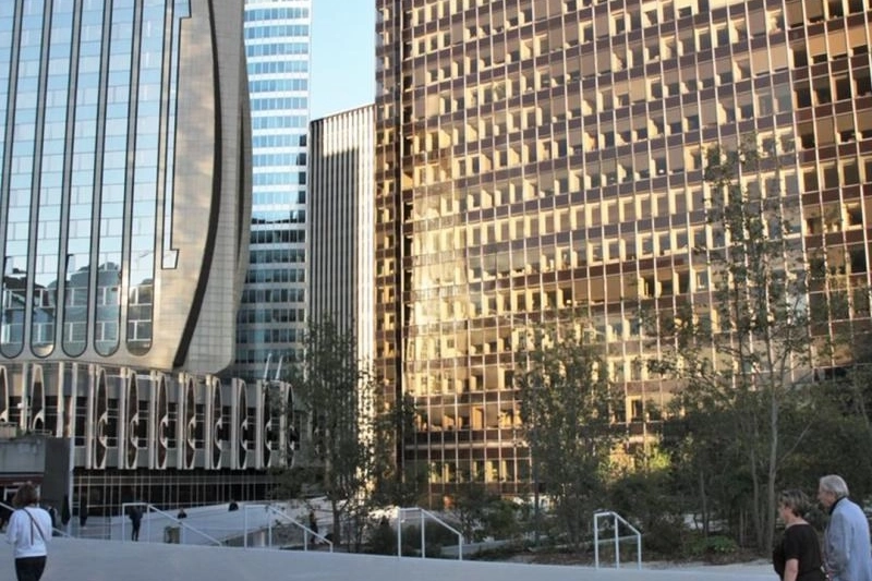 square city high-rise district planted